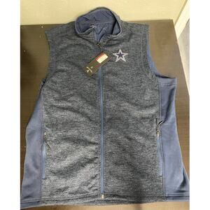 Antigua Men's Heather Navy Dallas Cowboys  Full-Zip Vest-size L-NEW